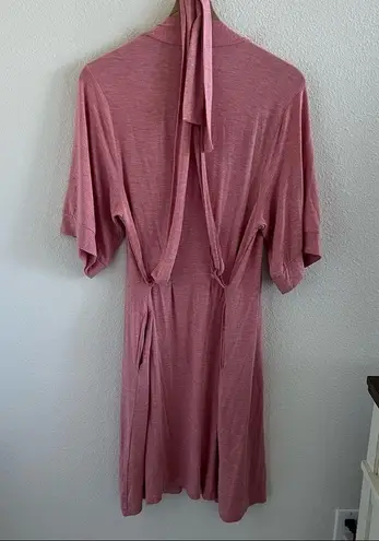 Papinella Heather Pink Attached Tie Soft Lightweight Stretchy Loungewear Robe XS