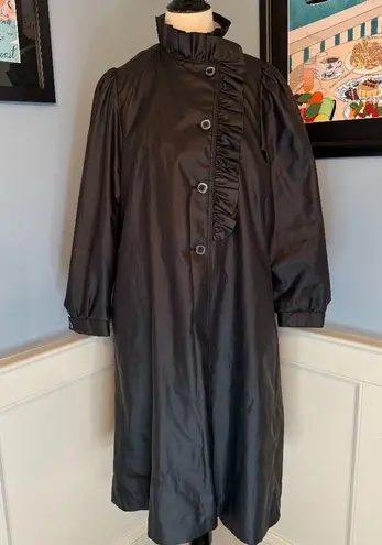 True Vintage 1980s Marmika by Fitz Black Lightweight Car Coat Driving Coat Sz 12