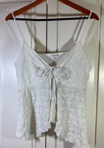 Earthbound Lace Tie Top XL Cottagecore Festival Romantic Angelcore Boho Indie White