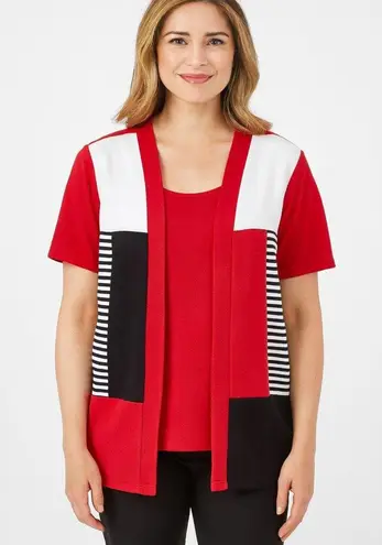 Vintage Another Thyme size XL red white blue knit cardigan Size L