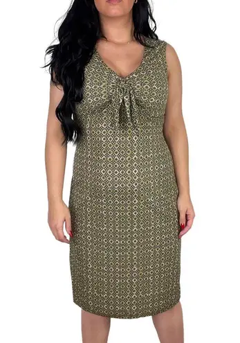 Isabella Bird Olive Green Mosaic Sleeveless Sun Dress Midi Dress Extra Small Size XS
