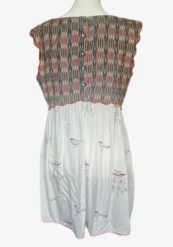 Ivy Jane Red and White Embroidered Bird Blouse Sz S