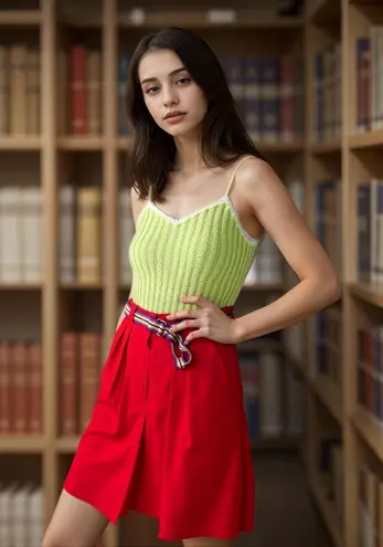 Jordache 80s Vintage A-Line Skirt Sz 10 High Rise Grosgrain Belt Stranger Things