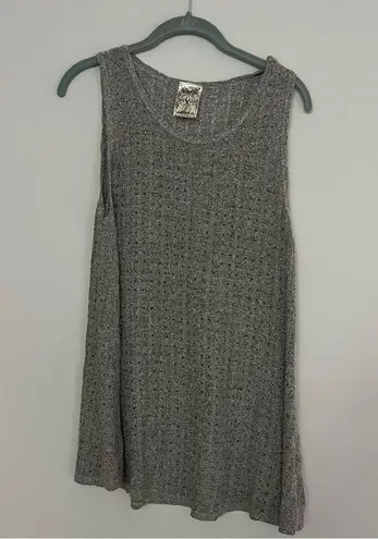 Vocal Gray Sleeveless Beaded Embroidered Tank Top Size XL