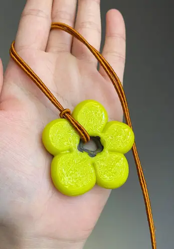 Handmade artisan chunky flower glass bead simple cute fairy boho necklace💐💚