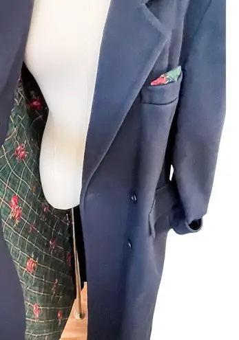 Evan Picone Vintage 100% wool double breasted navy blue overcoat size large L