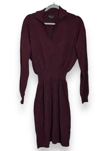 prAna Milani V-Neck Dress Mulberry Knit Sweater Women Small Cinched Waist