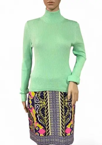 PRISCAVera Made in Italy Ribbed Knit Mock Neck Top Mint Green Size XS/S NWOT!