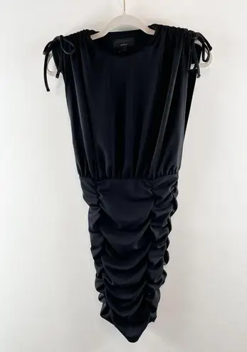 Michael Costello x Revolve Kirsten Ruched Tie Shoulder Mini Dress Black XXS