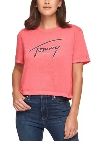 Tommy Hilfiger 🆕  Cropped Coral Casual Short Sleeve T-shirt | Small