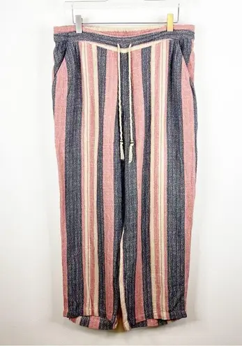 Soft Surroundings Linen Blend Striped Pull On Pants MP
