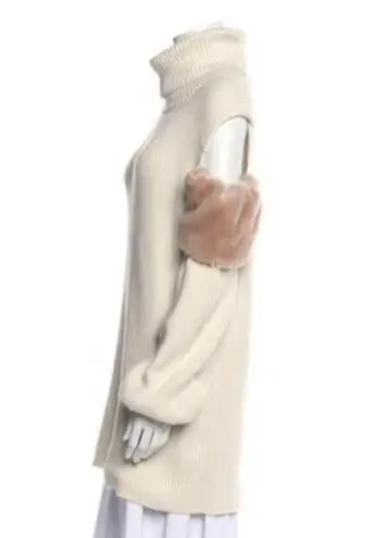 Adeam Cold Shoulder Turtleneck Sweater with Faux Fur Trim size M Size M