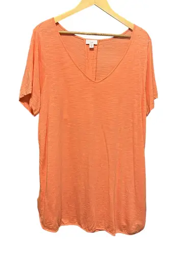 J Jill Women Tunic Top XL Orange Slub Knit Tee Minimal Resort Coastal Beachy