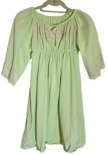 Vintage Grandma Cottagecore Coquette Light Green Nightie Sleep Dress Night Size M