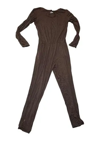 Zyia womens medium gray lounge jumpsuit long sleeve tie waist relaxed cute athle