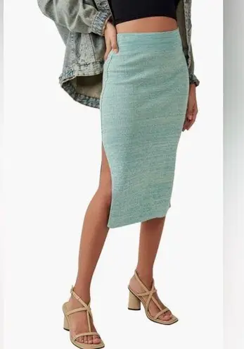 Free People Golden Hour Midi Skirt Aqua Malachite Large NWT Green