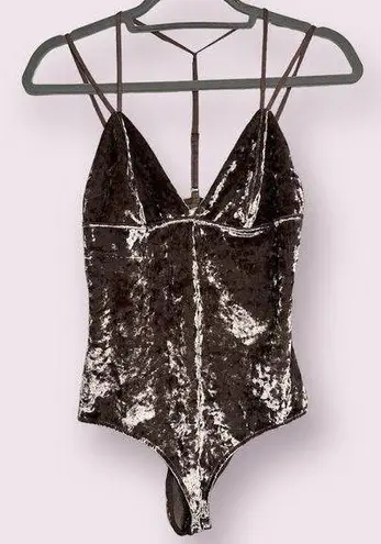 Honey Punch  Mauve Velvet Strappy Bodysuit