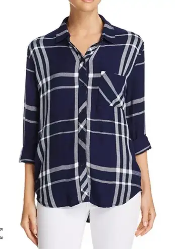 Rails Hunter Plaid Button Down Shirt in Navy Blue White Medium