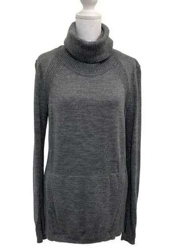 Lululemon  100% Merino Wool Turtleneck Kangaroo Pocket Thumbholes Gray size 6