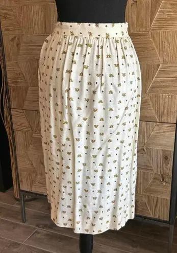 Counterparts Vintage Midi Skirt Sz 6 Beige Sunflowers Pleated Cottagecore