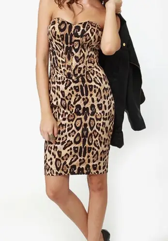 Tripp NYC Fitted Leopard Print Dress Black Size XS
