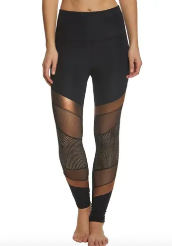 Beyond Yoga Soleil Limited Edition High Waisted Leggings Black & Gold Mesh Small