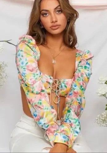 Beginning Boutique NWT Floral Crop Tie Top