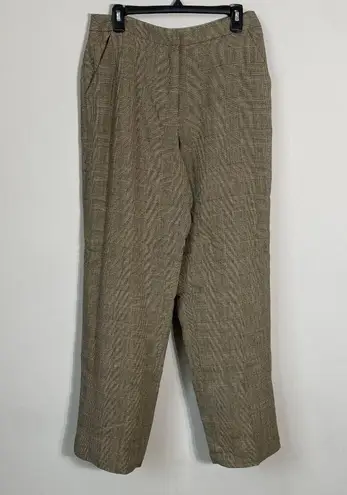 Dana Buchman Women's Size 12 High Rise Plaid Wool Blend Trouser Dress Pants Tan