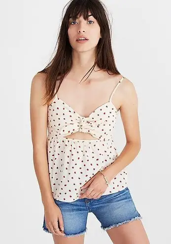 Madewell Strawberry Pink Tie-front Keyhole Cami Tank Top