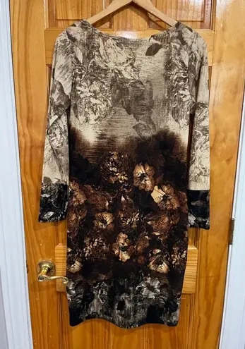 Roberto Cavalli Y2k NWT Abstract Baroque Print Long Sleeve Cocktail Dress Medium