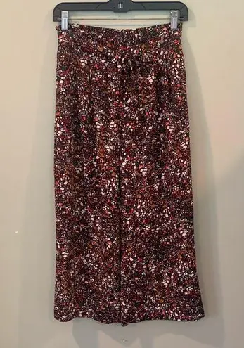 DR2 Cropped Pants Wide Leg Women’s Small Multi Colored Elastic and Tie Waist Black