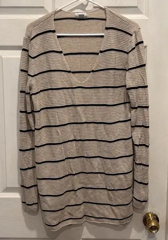 Old Navy  Cream‎ And Black Striped V-neck Sweater Tunic Womens Size Large