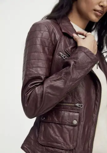 Free People  I'll Be Around Leather Moto Jacket Size L