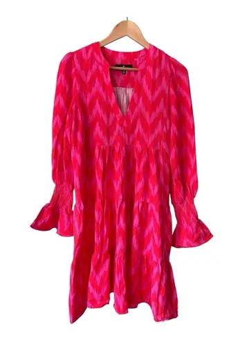 Tuckernuck Pomander Place Hot Pink Ikat Kenzo Dress Women’s Size XS Tiered