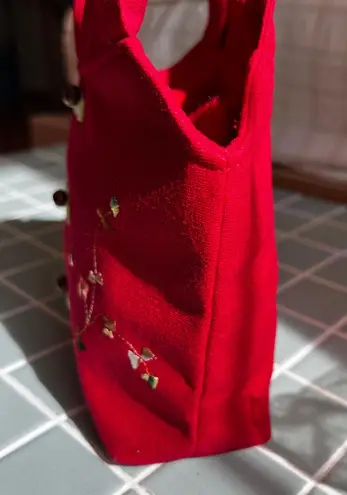 NWOT Red Chinese Qi Pao Dress Shirt Style Small Handbag Embroidery Button Up