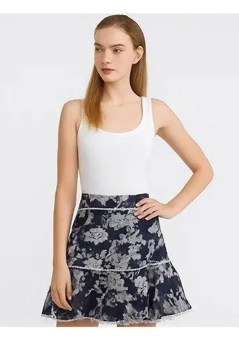 Keepsake NEW- NWT  Halo Skirt Navy Floral Ruffle XS (0-2) thumbnail 1