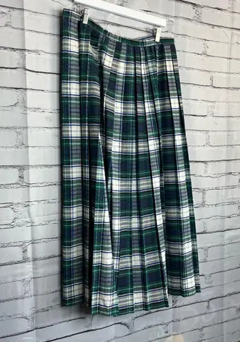 Vintage 1950s Jonathan Logan White & Green Plaid Maxi Skirt 6 CottageCore Preppy