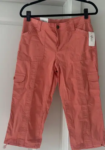 Style & Co NWT bungee Capri rose sand mid rise comfort waist pants cargo