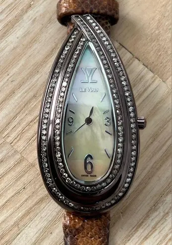 Le Vian Diamante Rare Limited Edition Diamond Ladies Watch Teardrop Case Brown