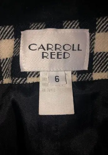 Carroll Reed Size 6 Blazer Black Jacket White Check Suede Collar Wool USA FLAWED
