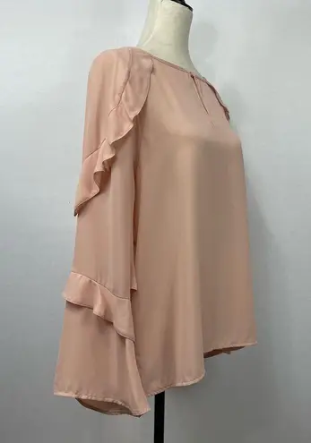 Ivanka Trump Pink plush Tiered Blouse Size L