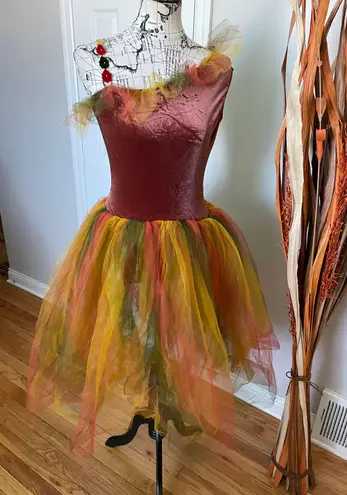 Curtain Call Costume Tutu Bodysuit Fall Autumn π Colorful Velvet Asymmetric