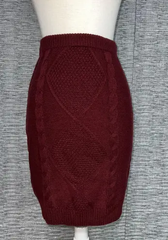 Midnight Doll New Without Tag Knitted Maroon High Waisted Pencil Skirt XSmall