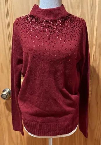 Juicy Couture  Red sequined mock neck sweater women’s M - Image 1