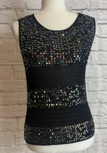 Papell Boutique Evening Vintage Hand Crocheted Dressy Sequins Top Size XL