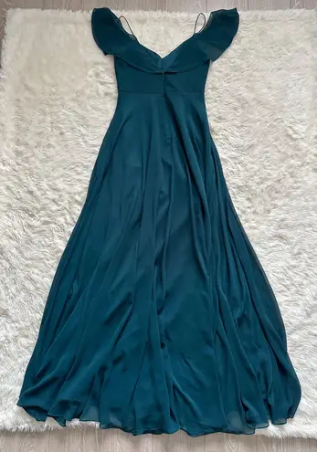 Jenny Yoo Collection Dress Mila Luxe Chiffon Maxi Caspian Sea Teal 0