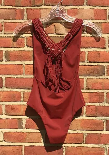 Burnt Orange Revolve Joues de Sable Catherine One Piece Swimsuit in Clay Size XS