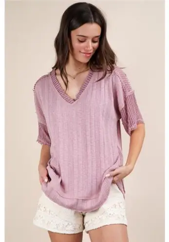 Very J nwt Oversized Contrast Knit Comfy Casual Top