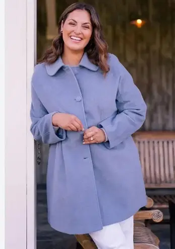 Gal Meets Glam Eloise Wool Blend Pea Coat XL Single Breasted French Blue Pockets