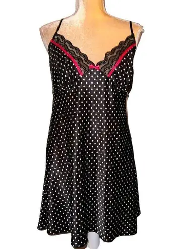 Apt. 9  black sweet little nighty with white polka dots and red lace detailing.New